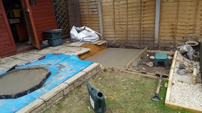 Concrete footings being laid
