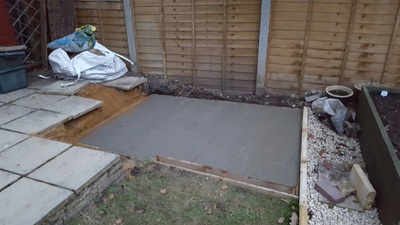 Completed concrete footings, frame still in place