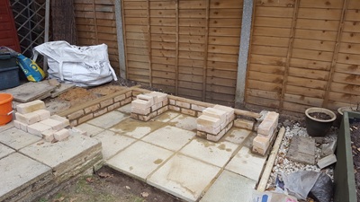 First 2 courses of bricks in place