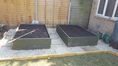 Beds now filled with topsoil / compost mixture