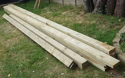 Timber for pergola, ready to be prepared