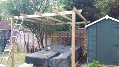 Remaining cross-pieces added to top